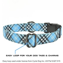 Max and Neo Plaid Pattern NEO Dog Collar - We Donate a Collar to a Dog Rescue for Every Collar Sold (Blue, Small)