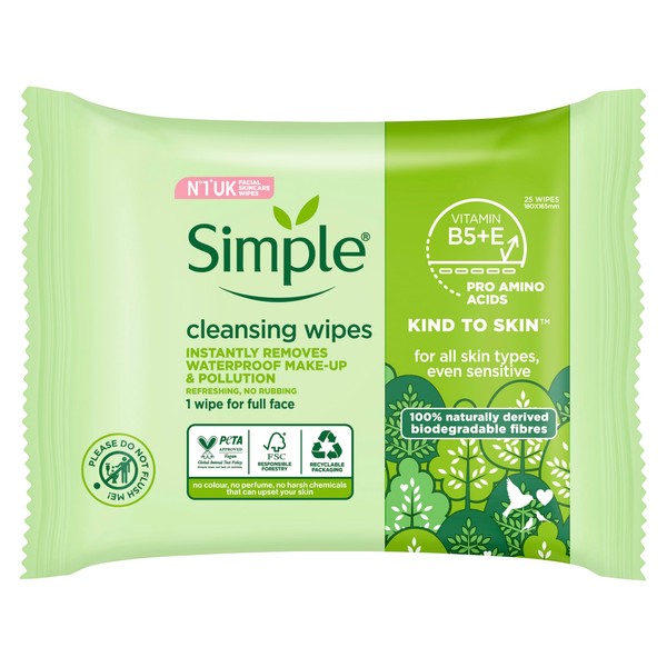 Simple Kind to Skin Bio-degradable Cleansing Wipes face wipes to