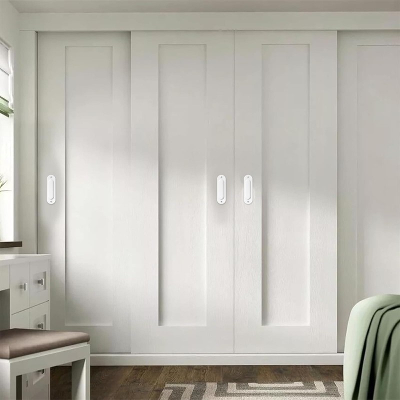 MOROBOR Oval Recessed Sliding Door Pulls, 2pcs White Flush Pull