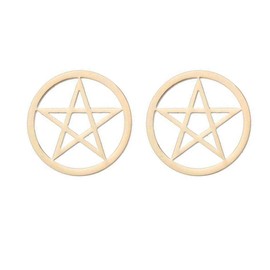 WLL Gold Silver Tiny Star Pentagram Pentacle Stud Earrings Wicca Pagan Jewelry