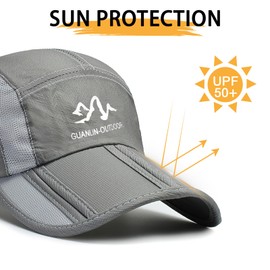 AYPOW Pack of 2 Baseball Cap Men Women Foldable Quick Drying Baseball Cap with Breathable Mesh Sports Running Cap Sun Hat Baseball Cap Unisex Adjustable Outdoor Tennis Golf UV Protection Cap, Light