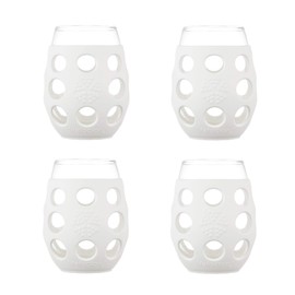 Lifefactory Wine Glass with Protective Silicone Sleeve, 4 Count (Pack of 1), White