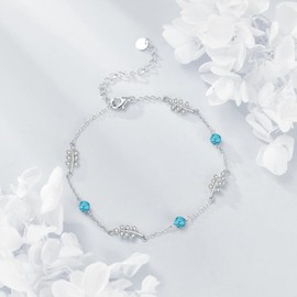 POPLYKE Turquoise Bracelet for Women Sterling Silver Turquoise Leaf Bracelet Turquoise Jewelry Gift for Women (turquoise)
