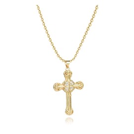 MiiFort Clover Cross Gold Necklace for Women Lucky Love Heart Religious Pendant Necklace Choker Birthday Family