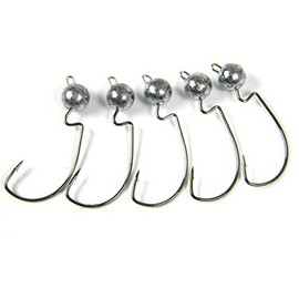 FISHIN ADDICT Offset jig heads hooks 3g 5g 7g weedless for soft lures PACK OF 5 (3.5)