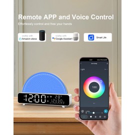 Sunrise Alarm Clock, Wake Up Light with Sunrise Simulation, White Noise Machine, Baby Sound Machine, Multicolor Night Light with 13 Soothing Sounds, Baby Room Thermometer, APP/Touch/Voice Control
