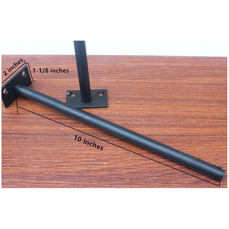 12 Pcs 10" Black Solid Steel Floating Shelf Bracket Blind