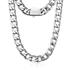 PAITAIN 11MM Width Cuban Link Chain for Men Chain Necklace for Men, 316L Stainless Steel and 925 Sterling Silver Filled, Silver Chain for Mens Silver Necklace Men, Mens Jewelry 26Inches