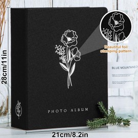Lanpn Photo Albums 7x5 200 Photos, Linen Cover Acid Free Pocket Photo Book Picture Album Holds 200 Landscape Only 7 x 5 Picture (Black,13x18 cm)