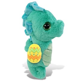 DolliBu Big Eye Seahorse with Yellow Easter Egg Plush and Name Personalization - Cute Stuffed Animals for Easter Basket, Easter Egg Stuffed Animal Spring Toys for Girls, Boy, Baby – 10 Inches