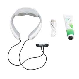 Portable Neck Massager Multifunction Electric Pulse Bluetooth Headset Relieve Fatigue Smart Cervical Massager for Home Car Office