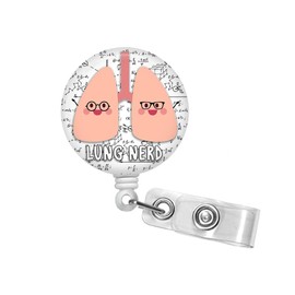 Lung Nerd Badge Reel, 1.5" Retractable Badge Holder, Funny Respiratory Therapist Badge Reel, Pulmonology Lung Badge Clip, Carabiner, Lanyard #297