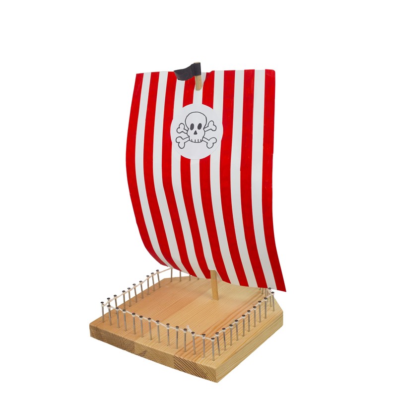 Pebaro 468 Wooden Construction Set Ship: Wooden Board, Nails, Round