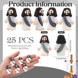 Bememo 25 Pcs Little Jesus Figures Original Design Mini Rubber Jesus Toys to Hide and Seek Religious Party Favors Sunday School Baptism Gifts(Grey)