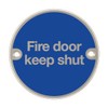 Fire Exit Signs, Disc, Door Signage, Satin Stainless Steel, Blue