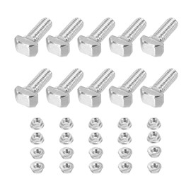 PATIKIL M5x10 Hammered Head Bolt T Screw, 10 T Slot Drop-in Bolts Hammered Head Bolts and 10 Hex Flange Nuts for 2020 Series European Standard Aluminum Profiles