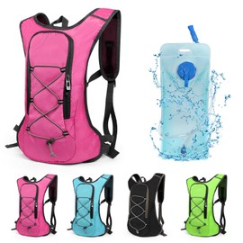 Lollanda Bicycle Backpack, Hiking Backpack, Small, Waterproof Backpacks for Men and Women, MTB Backpack for Cycling, Camping, Running (Pink Hydration Pack 2L)