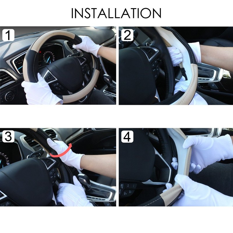 SEG Direct Car Steering Wheel Cover Universal Standard Size 14.5-15