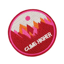 Obokata Embroidered Iron On Patches, Moutain Sun & Forest Applique Patch, Climb Higher Outdoor Adventure Badge Sew On Emblem DIY Accessories for Vest Jackets, Clothes, Hats, Backbags & Jeans.