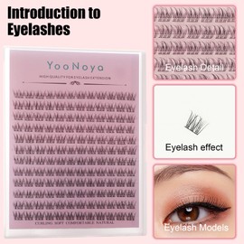 YOONOYA Wispy Cluster Lashes 144 Pcs 10mm Natural Individual Eyelashes Wispy C D Curl DIY Cluster Eyelash Extensions Super Thin Band Eyelashes (QF-10mm)
