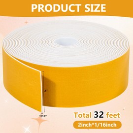 32Feet Weather Stripping Seal (2 Inch X 1/16 Inch) for Door Window, High Density Foam Tape, Soundproofing, Insulation Strip, Door Sealers for Door Frame- White