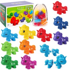 Unicorn Numbers Colour Matching Game, 10 Pieces Double-Sided Numbers Unicorn Toy, Educational Toy, Motor Skills Toy, Fine Motor Skills Montessori Numerical Toy, Gifts from 3 Years, Children, Girls,