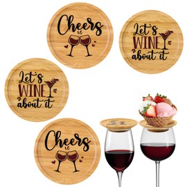 4-PCS Wine Glass Charcuterie Topper - Wine Glass Covers Charcuterie Board Topper, Wine Glass Topper Coasters Plate Keeps Bug & Debris Out for Parties, Family Gatherings, Bars