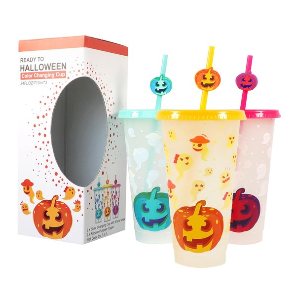 UgyDuky Color Changing Halloween Cups with Lids and Straws –
