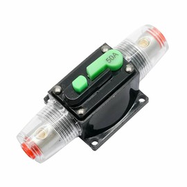 Car Circuit Breaker, DC 12-48 V Waterproof Inline Car Circuit Breaker, Manual Reset Switch, Car Audio Fuse for Car Audio Solar Inverter System Protection (50A)