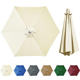 wiipara Parasol Replacement Cover 2 m 2.5 m 2.7 m 3 m, 6/8 Struts Patio Umbrella Canopy Parasol Cover Garden Umbrella Cantilever Fabric Replacement Fabric Cover for Yard, Garden, Beach, Pool