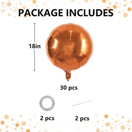 DecoGlee 30 Pieces 18 Inch Orange Round Foil Mylar Balloons for Birthday Wedding Baby Shower Anniversary Engagement Party Decorations