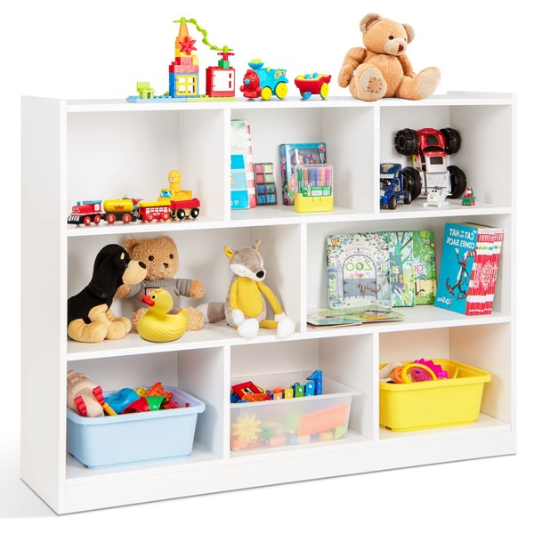 HONEY JOY Kids Storage Organizer, 8-Section Wooden Display Shelf for