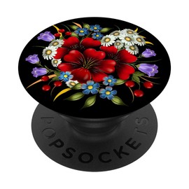 White Daisy Flower Cell Phone Holder Pop Up Grip Stand Black