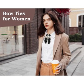 LJBFNN Womens Mens Bow Tie, Ribbon Rhinestone Crystal Bow Ties for Women Men Clip on Bowties for Shirt Tuxedo Wedding Party (Black White)