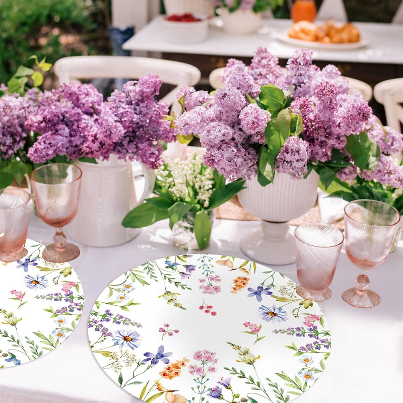Paper Placemats Disposable 50 Pack Spring Flowers Place Mats 13.4