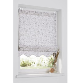 Finja Folding Blind Made of Cotton Fabric, Decorative Valance with Piping, Floral Pattern, Country Style Sizes: Width 100 cm x Height 140 cm