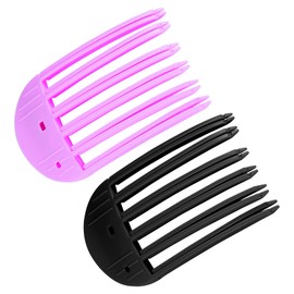 2pcs Wind Shaping Styling Combs for Fluffy Bangs, 6-Tooth Instant Volumising Hair Root Lifting Clips Easy High Crown Volume Tools for Women's Natural Voluminous Curly Looks (Black, Purple)