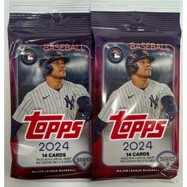 2024 Topps Series 2 Baseball Retail Packs - 2 Retail Packs!!, Small, Navy/Red/White