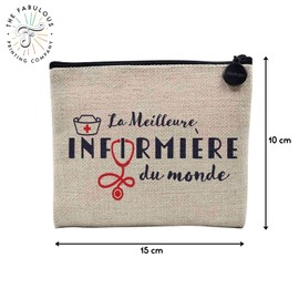 Linen Pouch – The Best of the World Collection – Passion Craft Leisure Sport Collegue Family – Linen Look Canvas Make-Up Bag – Toiletry Bag – Coin Purse, Nurse, 15 x 10 cm, Makeup Bag
