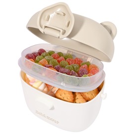 Bebamour Snack Box For Kids & Toddlers 3 Compartment Divided Food Storage Containers Food Storage Containers With Lids&Strap Snack Boxes for Go out,School, and Travel (New Coffee Cow)