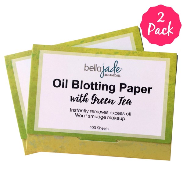 Oil Blotting Paper Sheets – Instantly Absorbs Excess Oil and Shine from Face without Smudging Makeup – Large size, 200 Tissues … (green tea)
