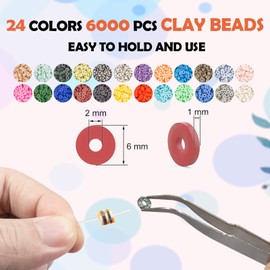 Lynnmos Clay Beads 8500 Pcs 2 Boxes Bracelet Making Kit - 24 Colors Polymer Clay Beads for Bracelet Making Set - Heishi Disc Beads for Jewelry Making kit with Charms and Gift Pack for Girls