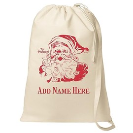 Vintage Santa Sack With Custom Name: Canvas Laundry Bag