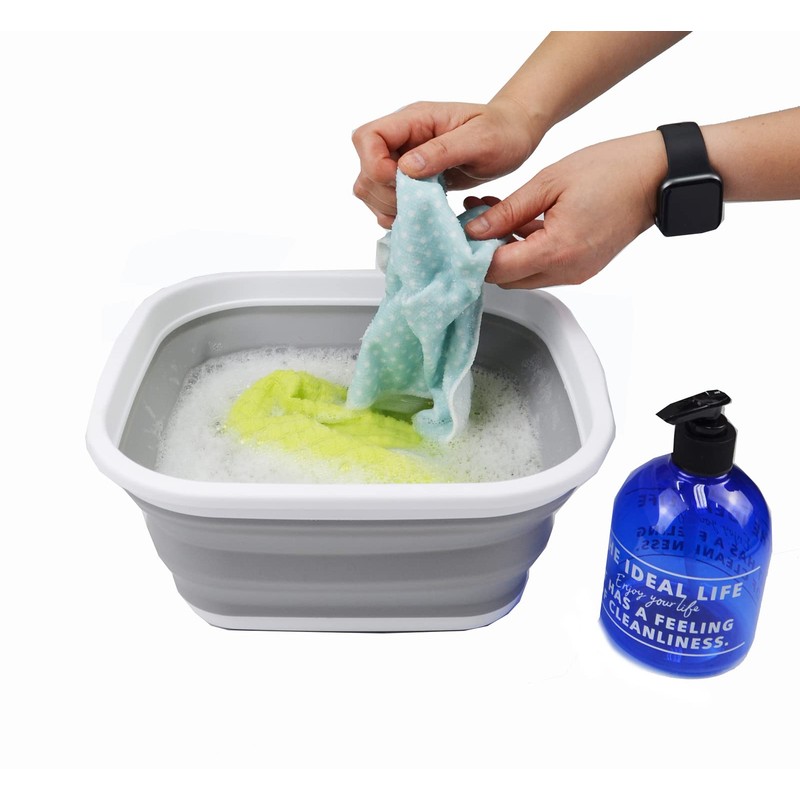 SAMMART Folding Tub (White/Grey, 5.5 L Tub)