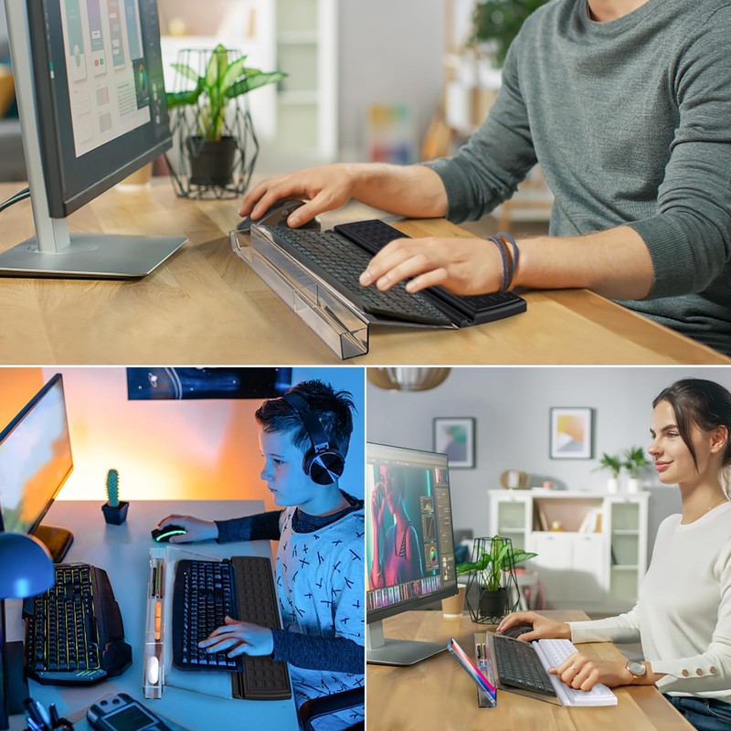 Laokiiy Keyboard Riser,Computer Stand Acrylic Tilted Holder for Easy Ergonomic