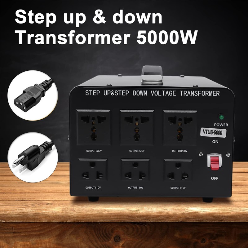 5000 Watt Voltage Converter Transformer, Heavy Duty Step Up/Down AC110V