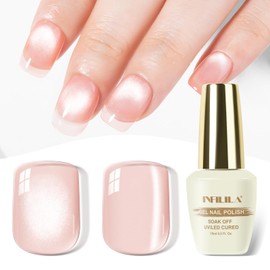 NXJ INFILILA 0.5 Oz Glass Cat Eye Gel Nail Polish, Moonlight Magnetic Nail Polish Pink Glitter Shimmer Translucent Color Salon 15 ML Magnetic Nail Art SG04