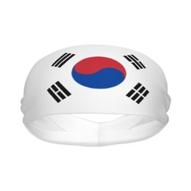 South Korea Flag Sports Sweatband Moisture Wicking Headband for Men Women Running, Cycling, Yoga Fitness, Working Out