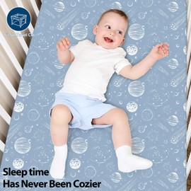 Unnivoll Travel Cot Sheets 95 x 65 cm Fitted Super Soft & Breathable Travel Cot Mattress Sheets 3 Pack Gray Green Constellation