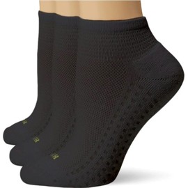 HUE womens Hue Women's Air Cushion Quarter Top Sport Socks, 3 Pair Pack Socks, Black, One Size US